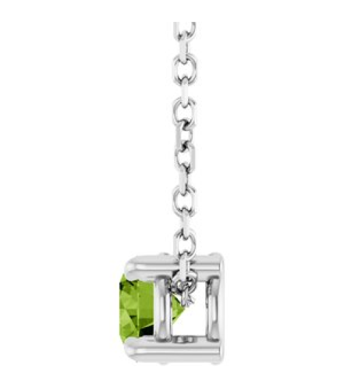 88436 Necklace Set 14K White Round Natural Peridot 4 Mm 16-18 In Polished Natural Peridot Solitaire Slide Necklace