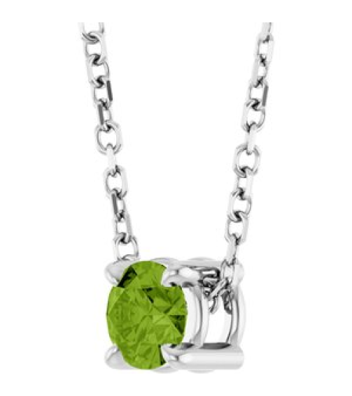 88436 Necklace Set 14K White Round Natural Peridot 4 Mm 16-18 In Polished Natural Peridot Solitaire Slide Necklace