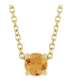 88436 Necklace Set 14K Yellow Round Natural Citrine 4 Mm 16-18 In Polished Natural Citrine Solitaire Slide Necklace