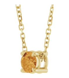88436 Necklace Set 14K Yellow Round Natural Citrine 4 Mm 16-18 In Polished Natural Citrine Solitaire Slide Necklace