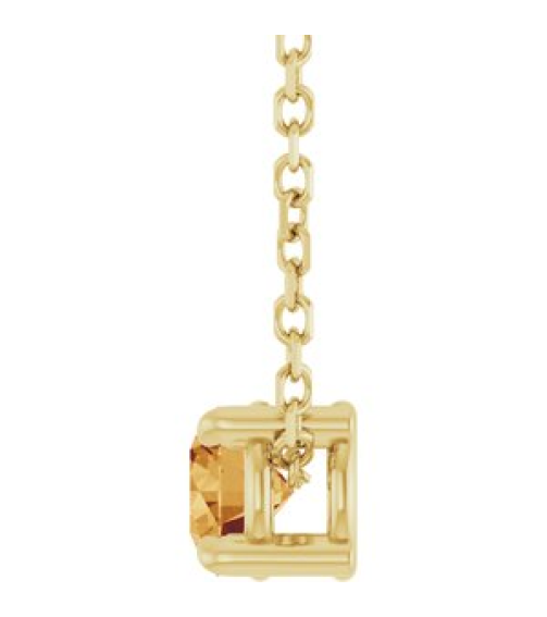 88436 Necklace Set 14K Yellow Round Natural Citrine 4 Mm 16-18 In Polished Natural Citrine Solitaire Slide Necklace