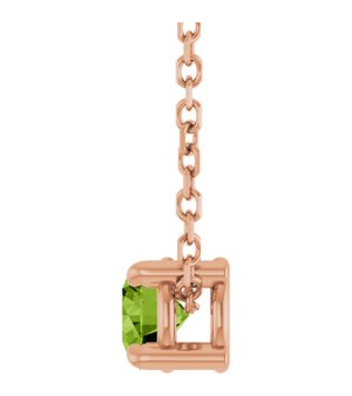 88436 Necklace Set 14K Rose Round Natural Peridot 4 Mm 16-18 In Polished Natural Peridot Solitaire Slide Necklace