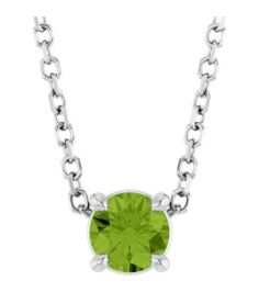 88436 Necklace Set Sterling Silver Round Natural Peridot 4 Mm 16-18 In Polished Natural Peridot Solitaire Slide Necklace