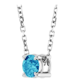 88436 Necklace Set Sterling Silver Round Natural Blue Zircon 4 Mm 16-18 In Polished Natural Blue Zircon Solitaire Slide Necklace