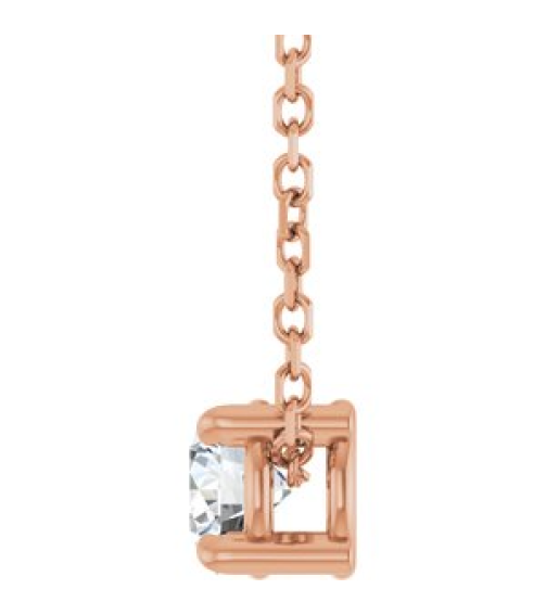 88436 Necklace Set 14K Rose Round Natural Diamond 4Mm 15 Ct I1, G-H 16-18 In Polished 15 Ct Natural Diamond Solitaire Slide Necklace