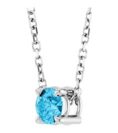 88436 Necklace Set Platinum Round Natural Aquamarine 4 Mm 16-18 In Polished Natural Aquamarine Solitaire Slide Necklace
