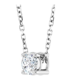 88436 Necklace Set Sterling Silver Round Natural Diamond 4Mm 15 Ct I1, G-H 16-18 In Polished 15 Ct Natural Diamond Solitaire Slide Necklace