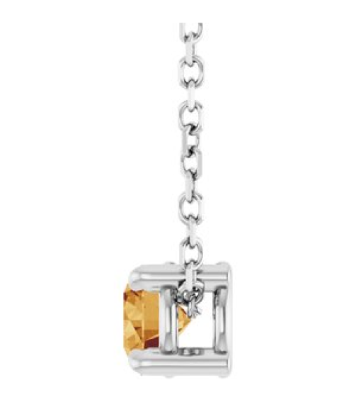 88436 Necklace Set Sterling Silver Round Natural Citrine 4 Mm 16-18 In Polished Natural Citrine Solitaire Slide Necklace