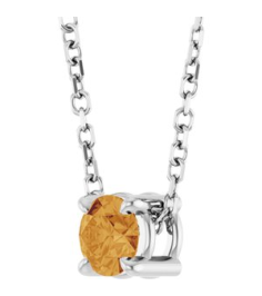 88436 Necklace Set Sterling Silver Round Natural Citrine 4 Mm 16-18 In Polished Natural Citrine Solitaire Slide Necklace
