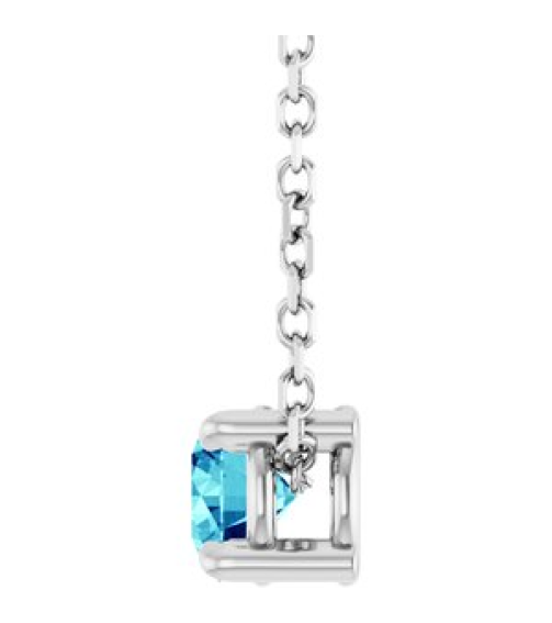 88436 Necklace Set Platinum Round Natural Blue Zircon 4 Mm 16-18 In Polished Natural Blue Zircon Solitaire Slide Necklace
