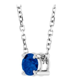 88436 Necklace Set Sterling Silver Round Lab-Grown Blue Sapphire 4 Mm 16-18 In Polished Lab-Grown Blue Sapphire Solitaire Slide Necklace