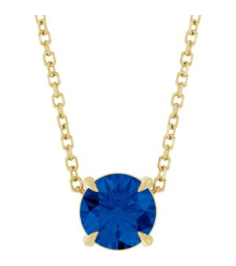 88436 Necklace Set 14K Yellow Round Lab-Grown Blue Sapphire 6 Mm 16-18 In Polished Lab-Grown Blue Sapphire Solitaire Slide Necklace