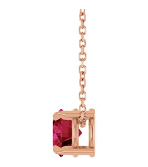 88436 Necklace Set 14K Rose Round Lab-Grown Ruby 6 Mm 16-18 In Polished Lab-Grown Ruby Solitaire Slide Necklace