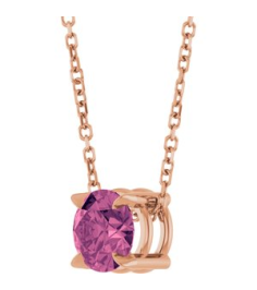 88436 Necklace Set 14K Rose Round Natural Pink Tourmaline 6 Mm 16-18 In Polished Natural Pink Tourmaline Solitaire Slide Necklace