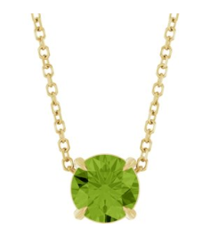 88436 Necklace Set 14K Yellow Round Natural Peridot 6 Mm 16-18 In Polished Natural Peridot Solitaire Slide Necklace