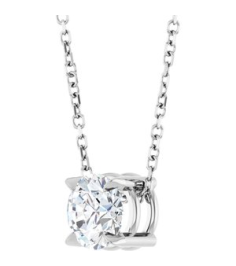 88436 Necklace Set Sterling Silver Round Natural White Sapphire 6 Mm 16-18 In Polished Natural White Sapphire Solitaire Slide Necklace