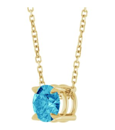 88436 Necklace Set 14K Yellow Round Natural Blue Zircon 6 Mm 16-18 In Polished Natural Blue Zircon Solitaire Slide Necklace