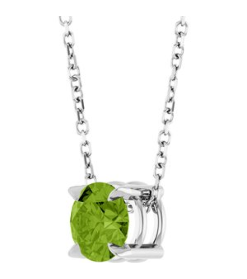88436 Necklace Set 14K White Round Natural Peridot 6 Mm 16-18 In Polished Natural Peridot Solitaire Slide Necklace