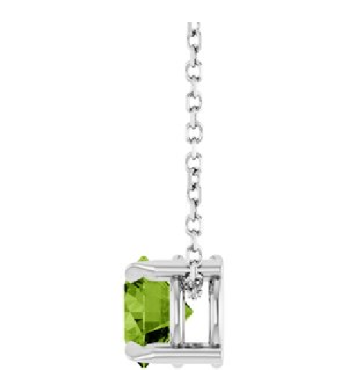 88436 Necklace Set 14K White Round Natural Peridot 6 Mm 16-18 In Polished Natural Peridot Solitaire Slide Necklace