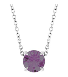 88436 Necklace Set Sterling Silver Round Lab-Grown Alexandrite 6 Mm 16-18 In Polished Lab-Grown Alexandrite Solitaire Slide Necklace