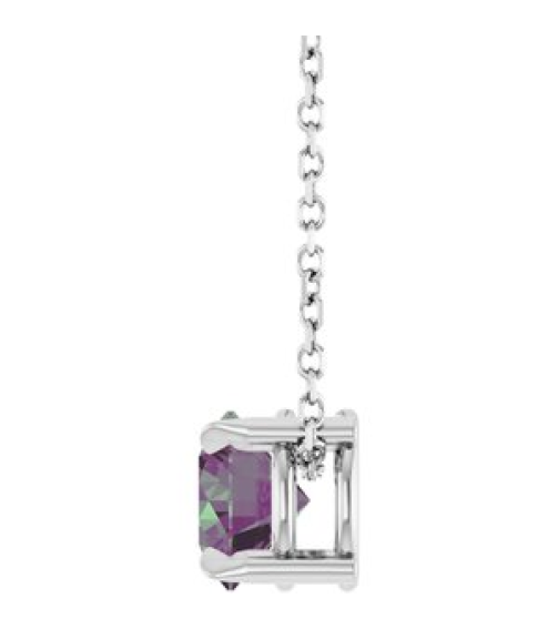88436 Necklace Set Sterling Silver Round Lab-Grown Alexandrite 6 Mm 16-18 In Polished Lab-Grown Alexandrite Solitaire Slide Necklace
