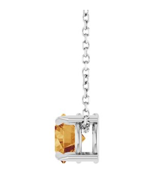 88436 Necklace Set Sterling Silver Round Natural Citrine 6 Mm 16-18 In Polished Natural Citrine Solitaire Slide Necklace