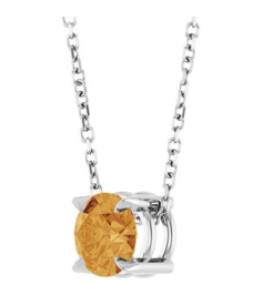 88436 Necklace Set Sterling Silver Round Natural Citrine 6 Mm 16-18 In Polished Natural Citrine Solitaire Slide Necklace