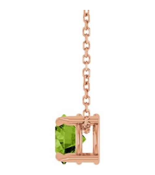 88436 Necklace Set 14K Rose Round Natural Peridot 6 Mm 16-18 In Polished Natural Peridot Solitaire Slide Necklace