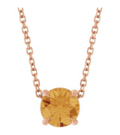 88436 Necklace Set 14K Rose Round Natural Citrine 6 Mm 16-18 In Polished Natural Citrine Solitaire Slide Necklace