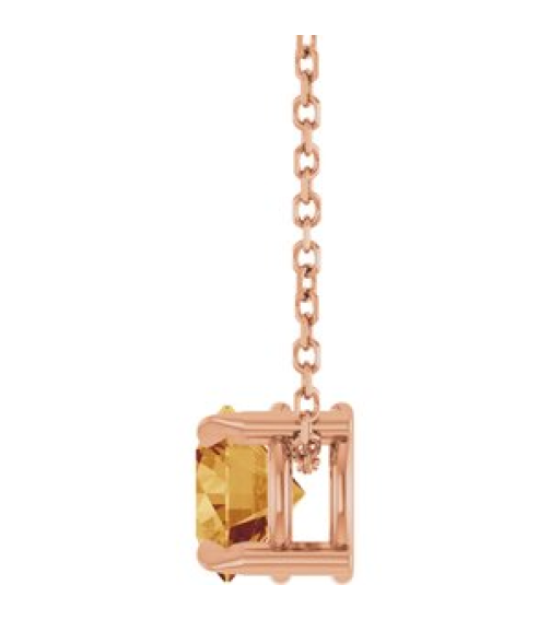 88436 Necklace Set 14K Rose Round Natural Citrine 6 Mm 16-18 In Polished Natural Citrine Solitaire Slide Necklace