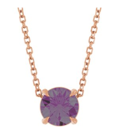 88436 Necklace Set 14K Rose Round Lab-Grown Alexandrite 6 Mm 16-18 In Polished Lab-Grown Alexandrite Solitaire Slide Necklace