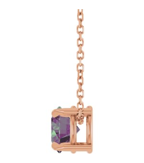 88436 Necklace Set 14K Rose Round Lab-Grown Alexandrite 6 Mm 16-18 In Polished Lab-Grown Alexandrite Solitaire Slide Necklace