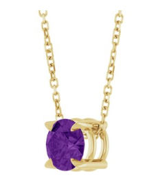 88436 Necklace Set 14K Yellow Round Natural Amethyst 6 Mm 16-18 In Polished Natural Amethyst Solitaire Slide Necklace