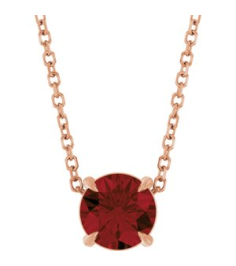 88436 Necklace Set 14K Rose Round Natural Mozambique Garnet 6 Mm 16-18 In Polished Natural Mozambique Garnet Solitaire Slide Necklace