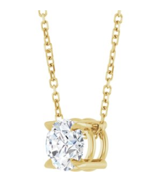 88436 Necklace Set 14K Yellow Round Natural White Sapphire 6 Mm 16-18 In Polished Natural White Sapphire Solitaire Slide Necklace