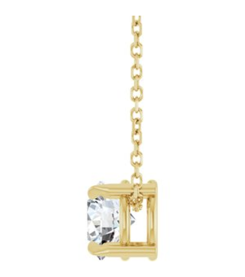 88436 Necklace Set 14K Yellow Round Natural White Sapphire 6 Mm 16-18 In Polished Natural White Sapphire Solitaire Slide Necklace