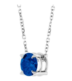 88436 Necklace Set Sterling Silver Round Lab-Grown Blue Sapphire 6 Mm 16-18 In Polished Lab-Grown Blue Sapphire Solitaire Slide Necklace