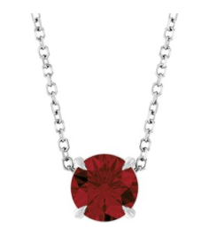 88436 Necklace Set Sterling Silver Round Natural Mozambique Garnet 6 Mm 16-18 In Polished Natural Mozambique Garnet Solitaire Slide Necklace