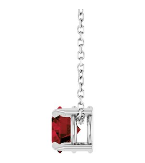 88436 Necklace Set Sterling Silver Round Natural Mozambique Garnet 6 Mm 16-18 In Polished Natural Mozambique Garnet Solitaire Slide Necklace