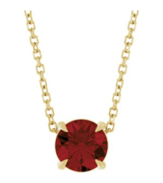 88436 Necklace Set 14K Yellow Round Natural Mozambique Garnet 6 Mm 16-18 In Polished Natural Mozambique Garnet Solitaire Slide Necklace