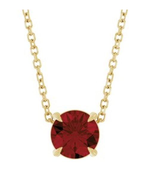 88436 Necklace Set 14K Yellow Round Natural Mozambique Garnet 6 Mm 16-18 In Polished Natural Mozambique Garnet Solitaire Slide Necklace