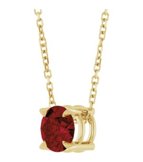 88436 Necklace Set 14K Yellow Round Natural Mozambique Garnet 6 Mm 16-18 In Polished Natural Mozambique Garnet Solitaire Slide Necklace