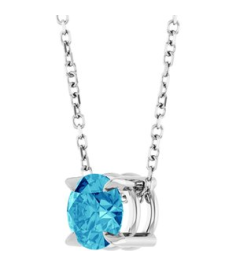88436 Necklace Set Sterling Silver Round Natural Blue Zircon 6 Mm 16-18 In Polished Natural Blue Zircon Solitaire Slide Necklace