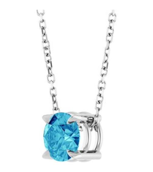 88436 Necklace Set Sterling Silver Round Natural Blue Zircon 6 Mm 16-18 In Polished Natural Blue Zircon Solitaire Slide Necklace