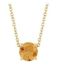 88436 Necklace Set 14K Yellow Round Natural Citrine 6 Mm 16-18 In Polished Natural Citrine Solitaire Slide Necklace