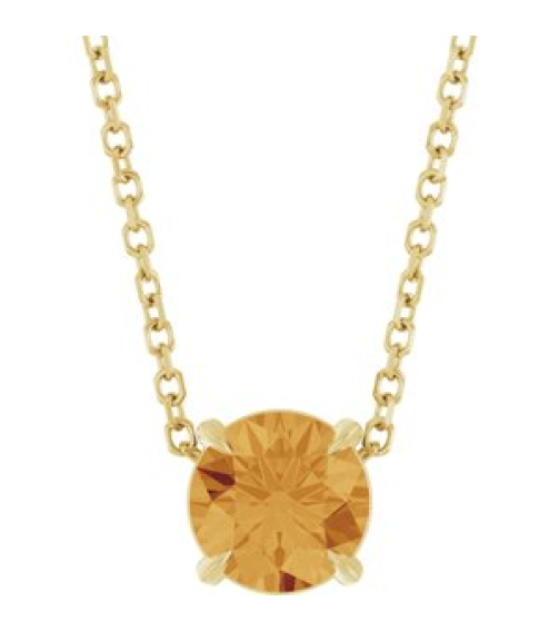 88436 Necklace Set 14K Yellow Round Natural Citrine 6 Mm 16-18 In Polished Natural Citrine Solitaire Slide Necklace