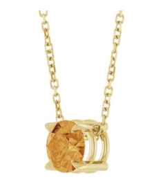 88436 Necklace Set 14K Yellow Round Natural Citrine 6 Mm 16-18 In Polished Natural Citrine Solitaire Slide Necklace