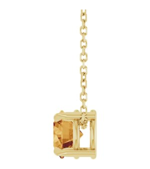 88436 Necklace Set 14K Yellow Round Natural Citrine 6 Mm 16-18 In Polished Natural Citrine Solitaire Slide Necklace