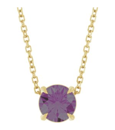 88436 Necklace Set 14K Yellow Round Lab-Grown Alexandrite 6 Mm 16-18 In Polished Lab-Grown Alexandrite Solitaire Slide Necklace