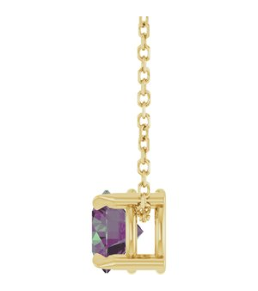 88436 Necklace Set 14K Yellow Round Lab-Grown Alexandrite 6 Mm 16-18 In Polished Lab-Grown Alexandrite Solitaire Slide Necklace